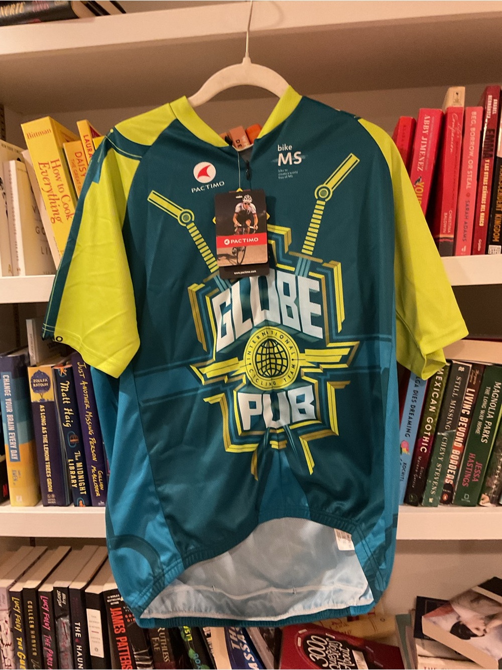 Pact Kids Globe Pub Cycling Jersey in Teal and Lime